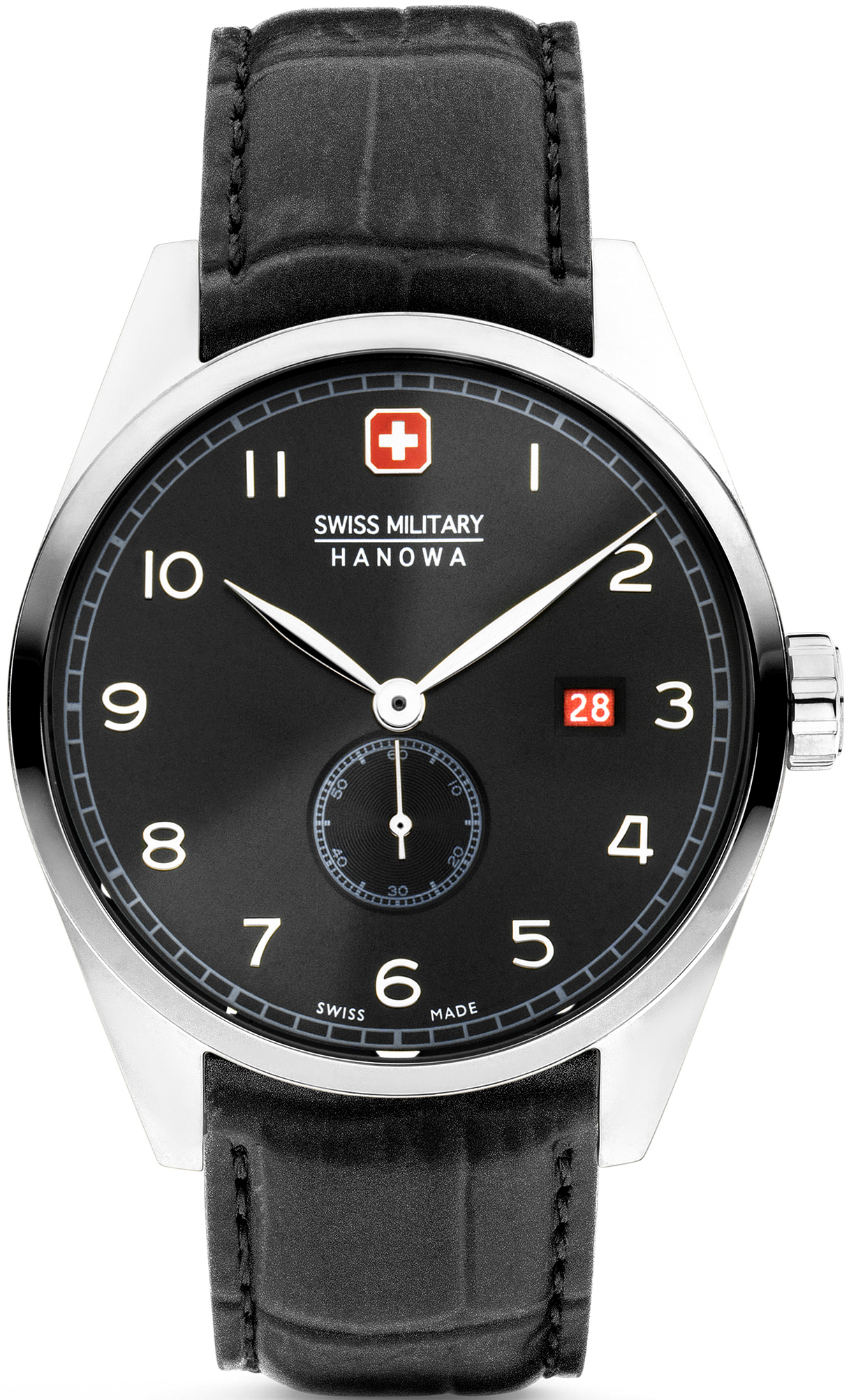 Dit is een horloge van het merk Swiss Military Hanowa gemaakt voor heren.
De specificaties zijn als volgt:
Kastmaat: 42
Waterdichtheid: 10 ATM / 100 Meter / 330 Feet
Dit horloge heeft de volgende functies/eigenschappen:
Datumaanduiding