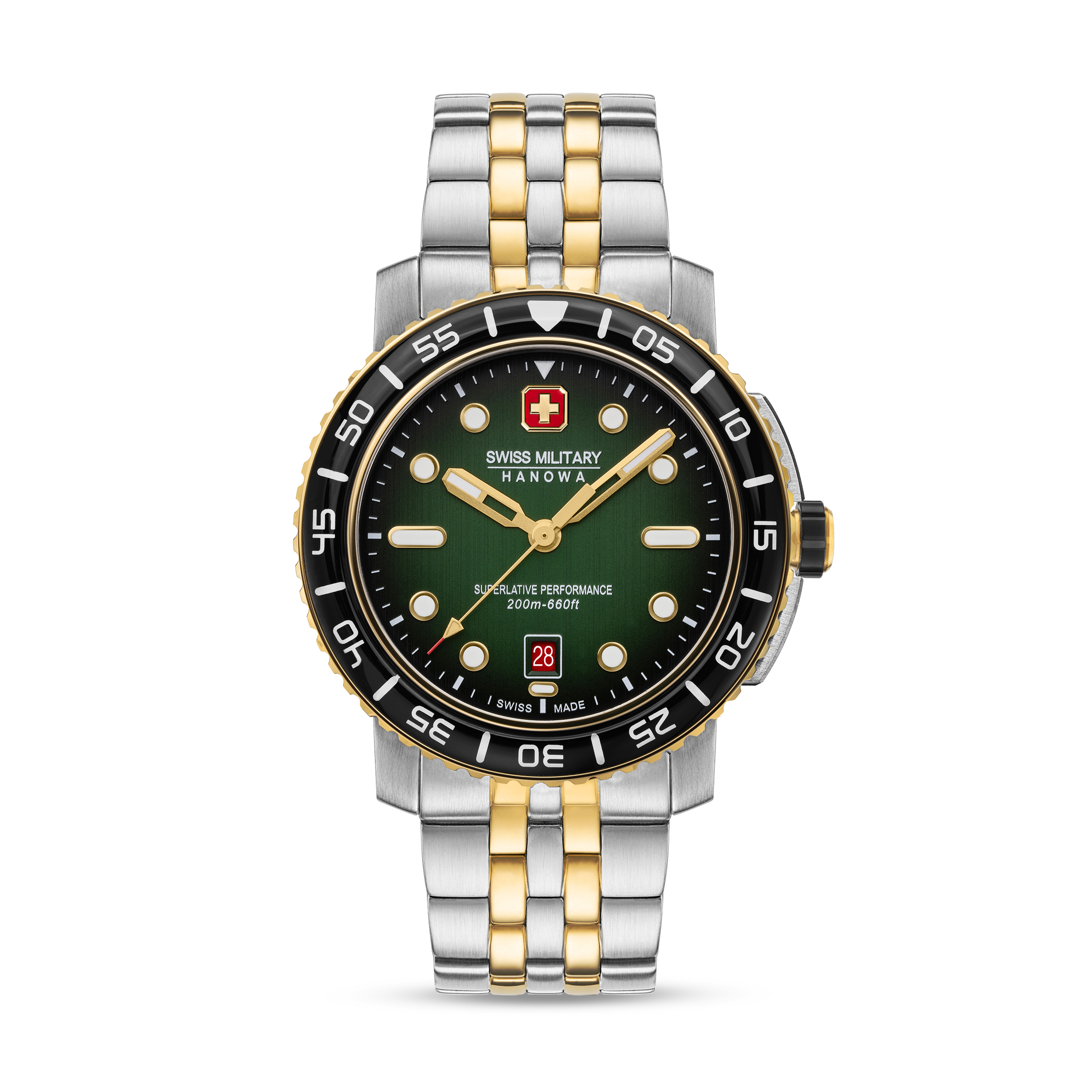 Dit is een horloge van het merk Swiss Military Hanowa gemaakt voor heren.
De specificaties zijn als volgt:
Kastmaat: 44 mm
Waterdichtheid: 20 ATM / 200 Meter / 660 Feet
Dit horloge heeft de volgende functies/eigenschappen:
Datumaanduiding
