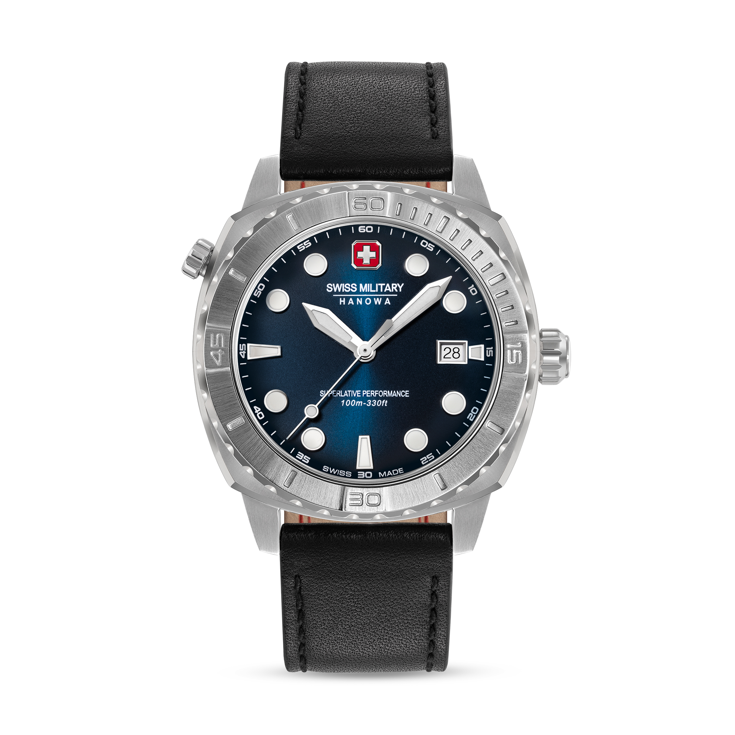 De SMWGH0004001 is een stijlvol horloge, dat zowel sportief als elegant is. Het horloge heeft een blauwe wijzerplaat en een zilveren band. Draag het horloge met een casual outfit voor een trendy look of combineer het met een pak voor een formele gelegenheid. Met zijn waterbestendigheid tot 100 meter is dit horloge veelzijdig en functioneel. Bestel nu en laat je stijl stralen!
