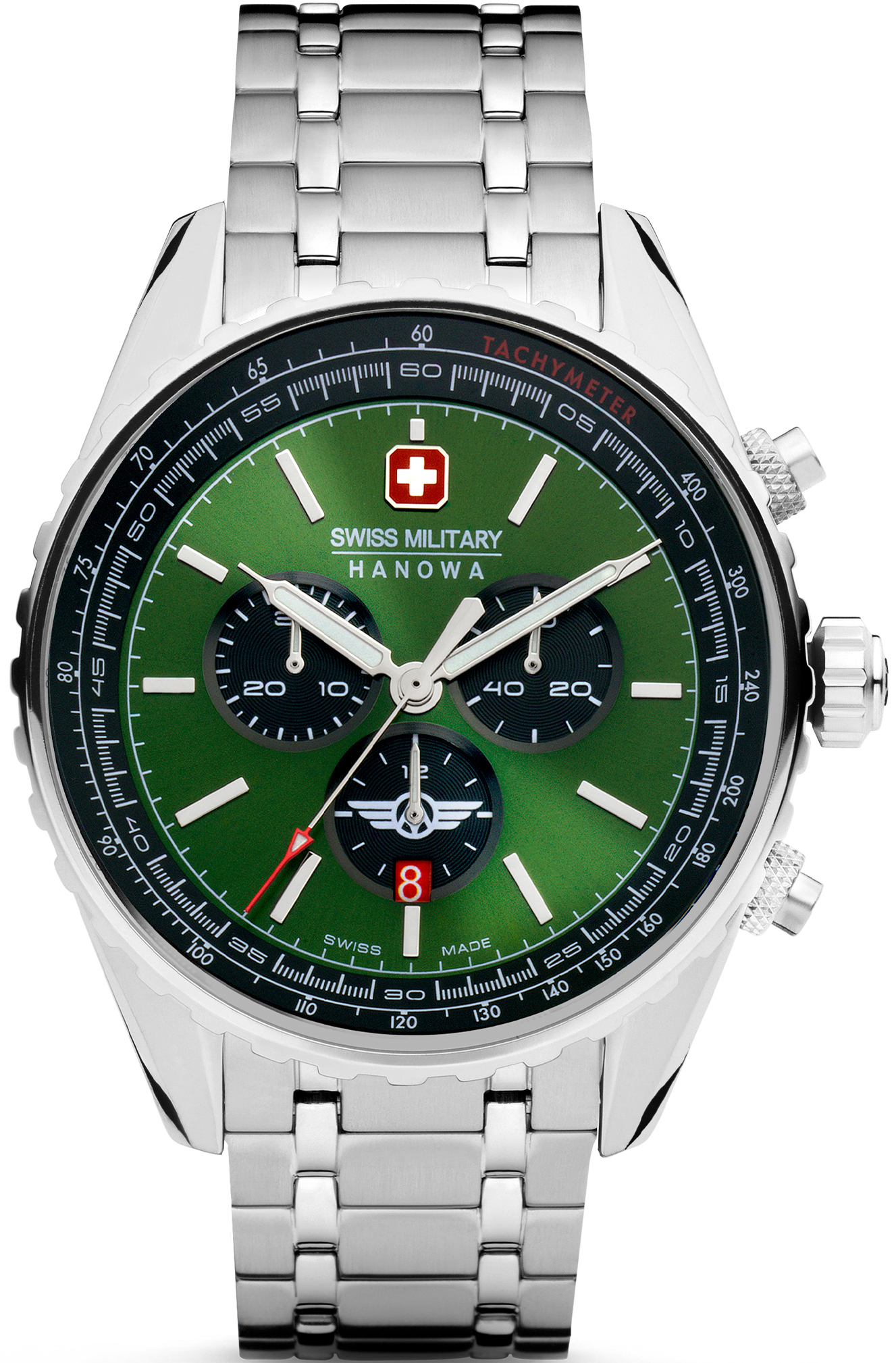 Dit is een horloge van het merk Swiss Military Hanowa gemaakt voor heren.
De specificaties zijn als volgt:
Kastmaat: 44 mm
Waterdichtheid: 10 ATM / 100 Meter / 330 Feet
Dit horloge heeft de volgende functies/eigenschappen:
Chronograaf