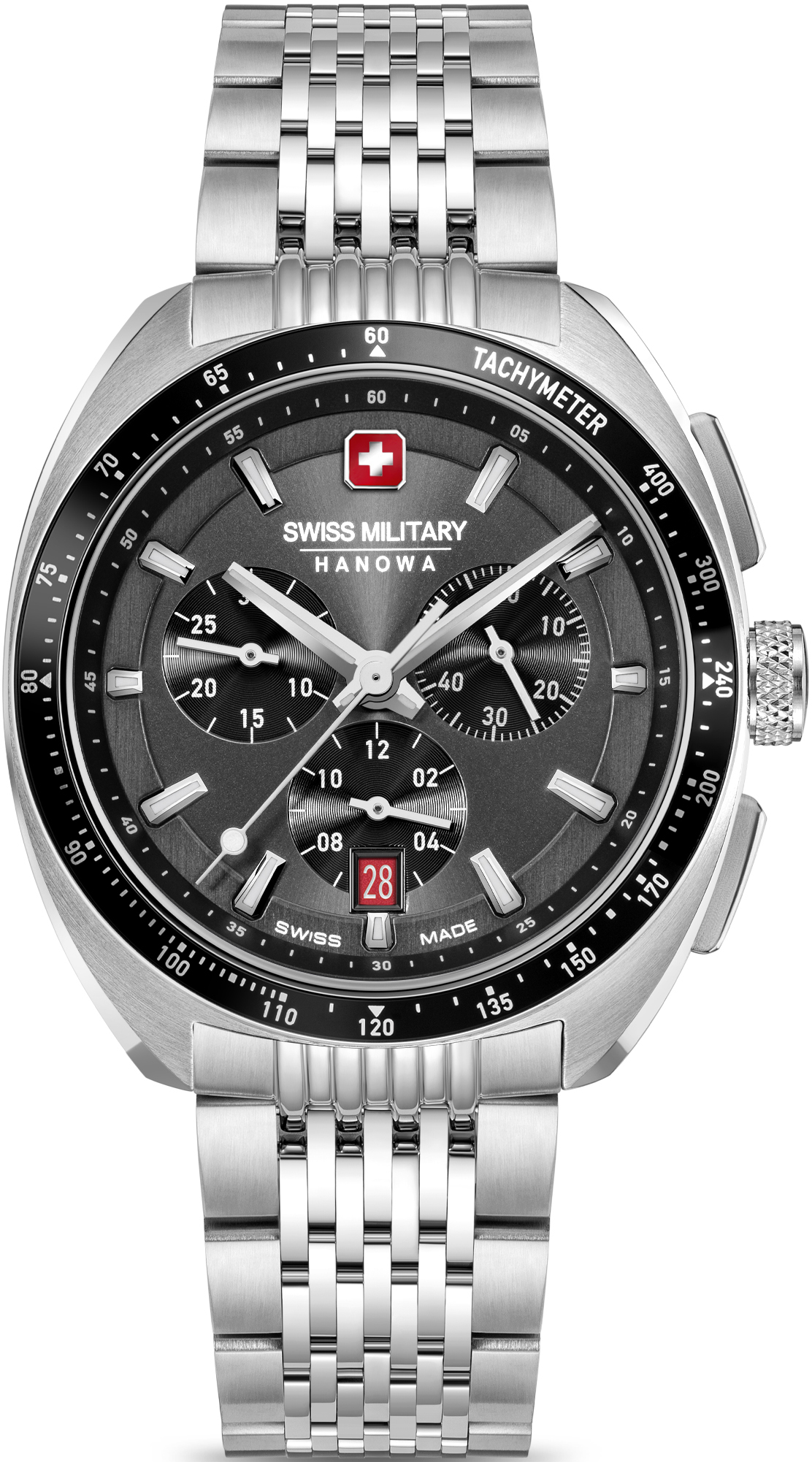 Dit is een horloge van het merk Swiss Military Hanowa gemaakt voor heren.
De specificaties zijn als volgt:
Kastmaat: 41
Waterdichtheid: 10 ATM / 100 Meter / 330 Feet
Dit horloge heeft de volgende functies/eigenschappen:
Chronograaf