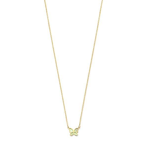 Swing Jewels gouden collier met vlinder ingelegd met parelmoer.