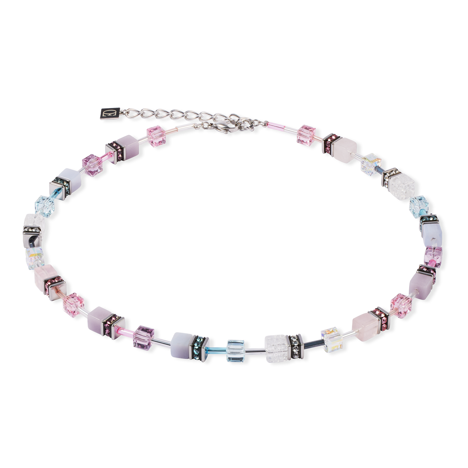 Coeur de Lion Collier met swarovski kristal, chalcedoon en rozenkwarts