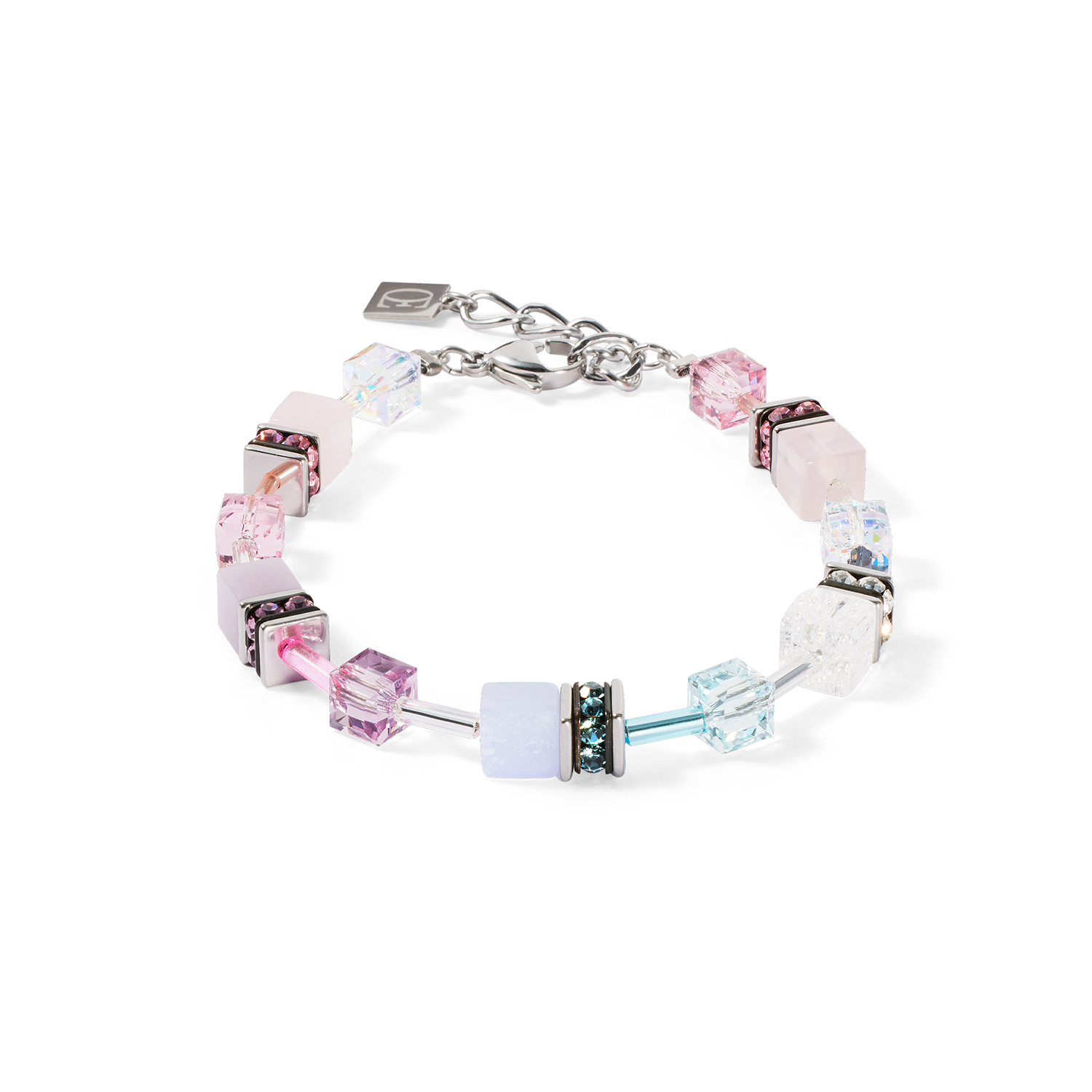 Coeur de Lion armband met swarovski kristal, chalcedoon en rozenkwarts