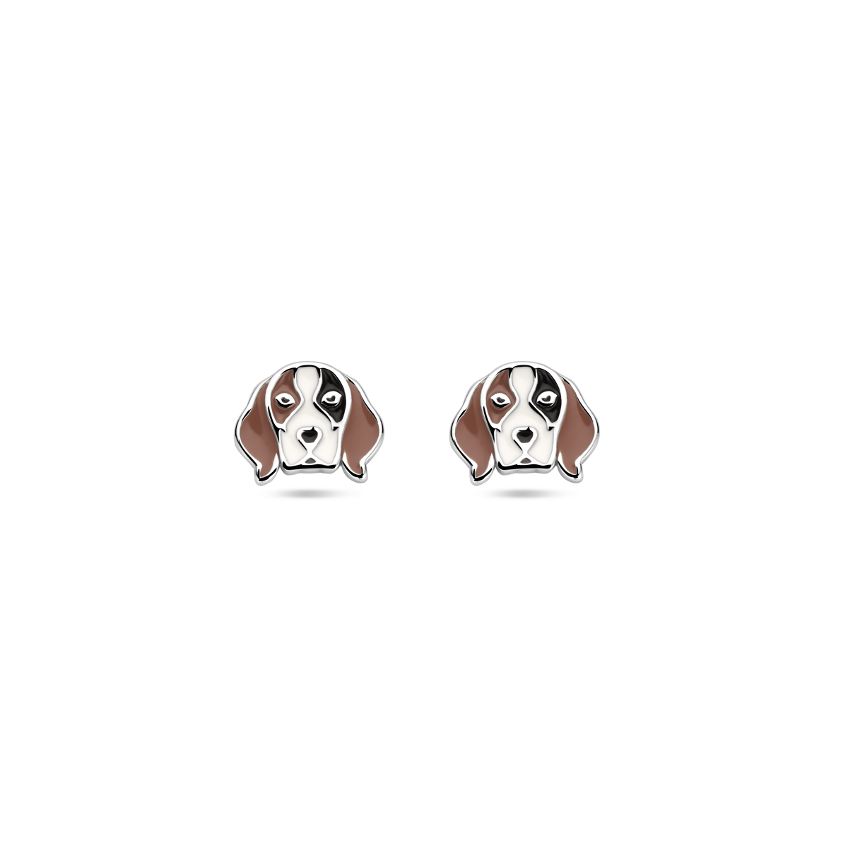 Gerhodineerd 925 zilveren oorknoppen uitgevoerd in de vorm van een hond. De oorknoppen hebben een afmeting van 7x8.5mm.