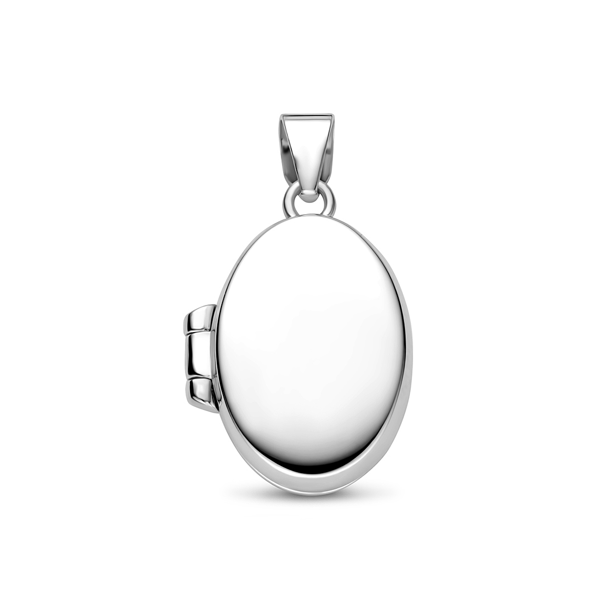 Gerhodineerd 925 zilveren medaillon met een hoogte van 16.5mm excl. oogje en een breedte van 12mm.