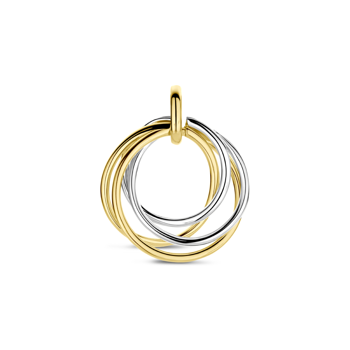 14k Bicolor geel en witgouden hanger met een afmeting van 21x17.5mm.
