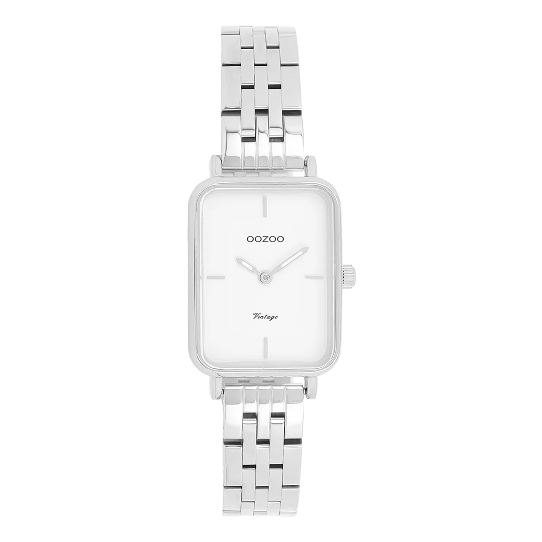De Oozoo horloge, modelnummer C20416, beschikt over een zilverkleurige, rechthoekige kast en een roestvrijstalen band. Het horloge valt onder de categorie polshorloges en heeft een maat van 24. De kast is gemaakt van metaal en heeft geen datumaanduiding. Dit stijlvolle horloge past perfect bij zowel casual als formele outfits.