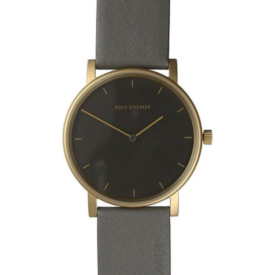Goudkleurig horloge met taupe kleurige wijzerplaat en band