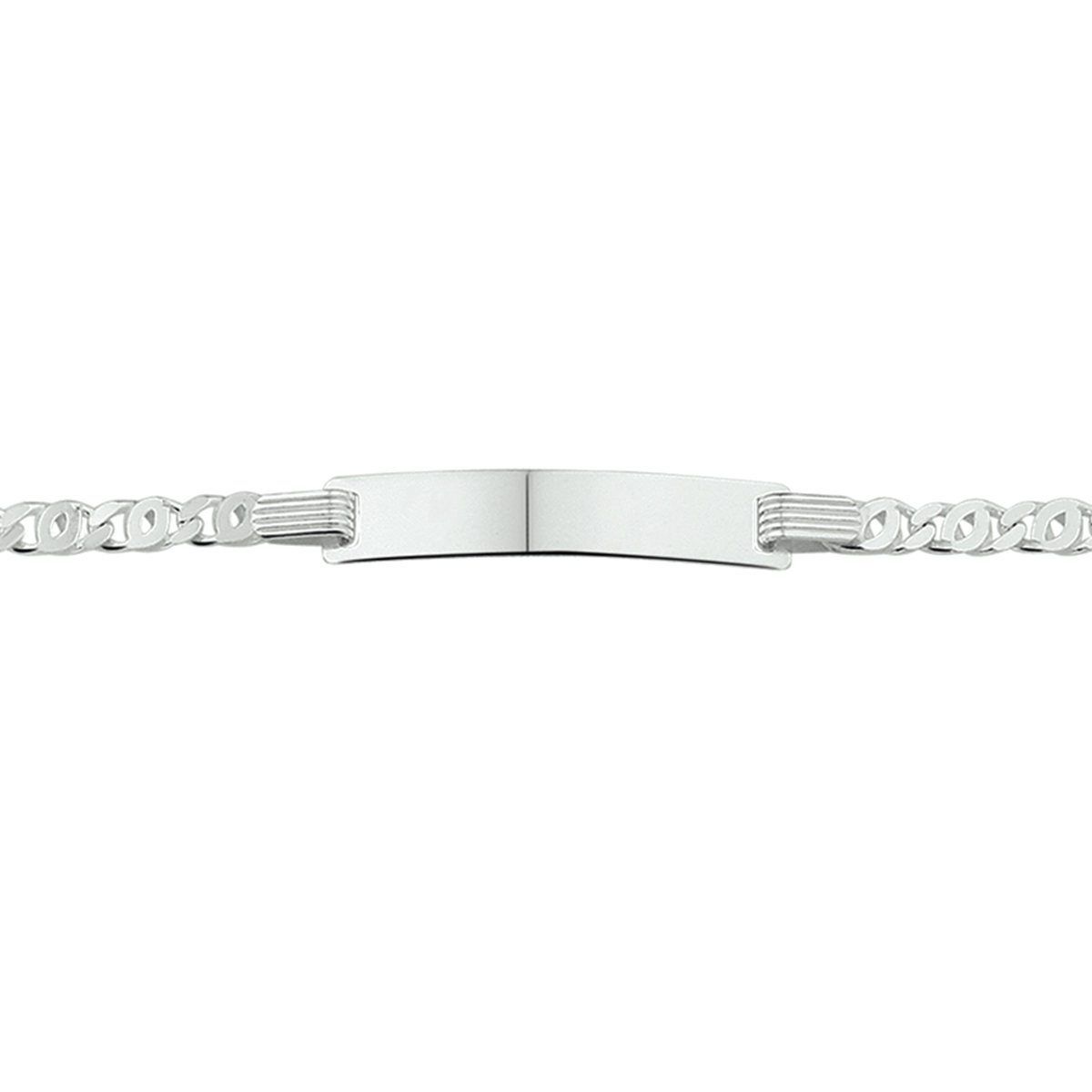 graveerarmband valkenoog plaat 5,0 mm 14-16 cm zilver gerhodineerd