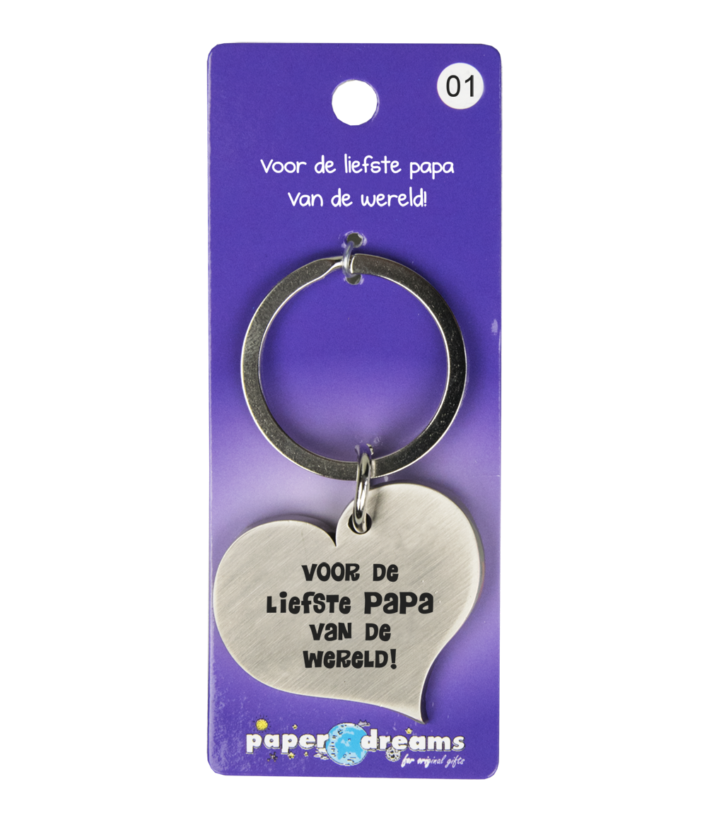 Deze sleutelhanger met Papa is gemaakt van ijzer en door het unieke hartvormige design is deze keyring een echte eyecatcher.