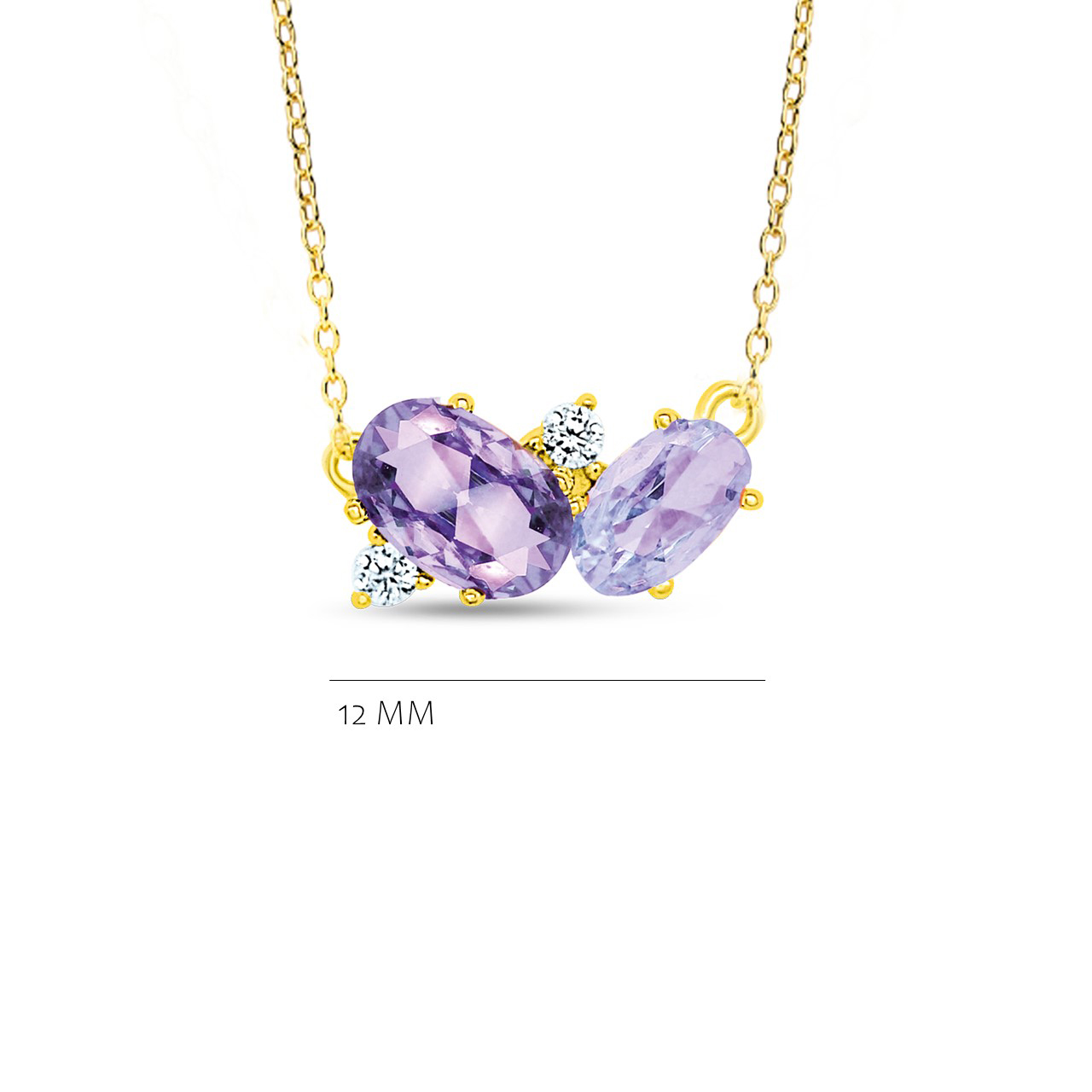 Zilveren vergulde ketting met hanger en zirkoon