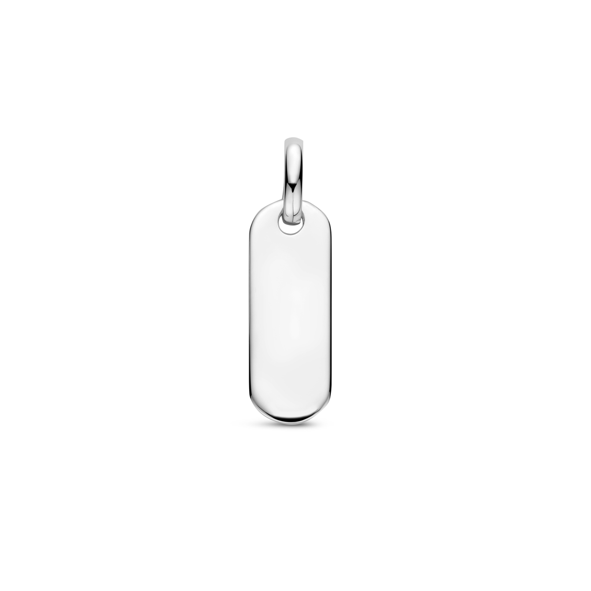 Gerhodineerd 925 zilveren hanger met een totale hoogte van 25mm. De rechthoek heeft een afmeting van 19x7mm en een dikte van 0.8mm.