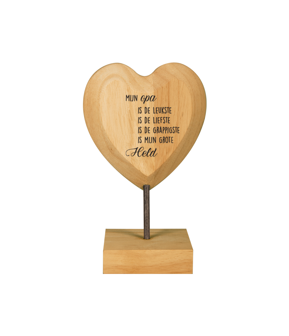 De Wooden hearts van Paper Dreams zijn de ultieme woonaccessoires met een leuke boodschap, zoals Wooden heart Opa. Deze houten accessoire heeft een natuurlijke look, wat voor een warme uitstraling zorgt.