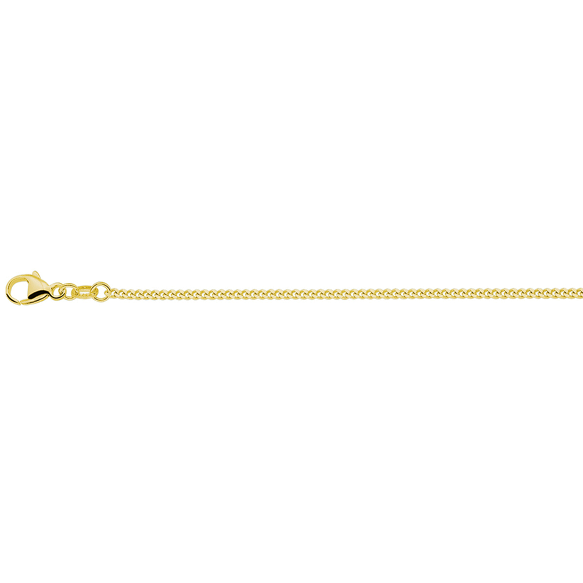 Verguld op 925 zilveren gourmette collier met een schakelbreedte van 1.4mm. Het collier heeft een stevige karabijn sluiting. Geen garantie op plating.