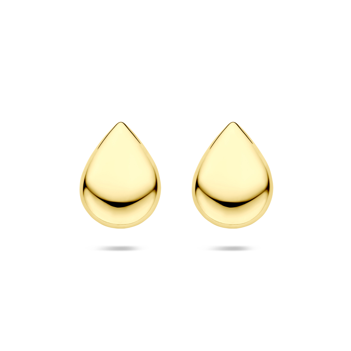 Verguld op 925 zilveren oorknoppen uitgevoerd in de vorm van een druppel. De oorknoppen hebben een afmeting van 18.5x13.5mm. Geen garantie op de plating.