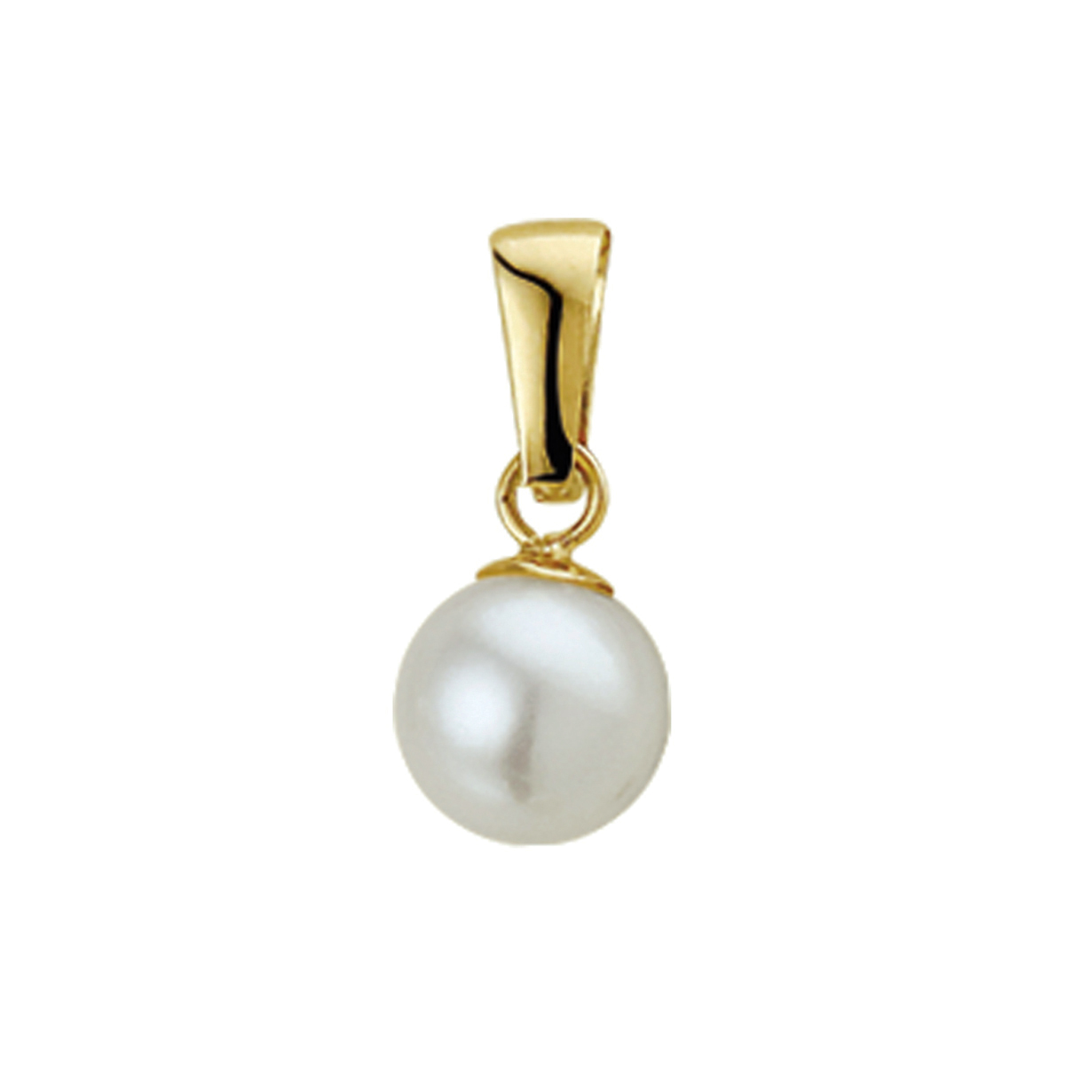 Geelgouden hanger met zoetwaterparel.