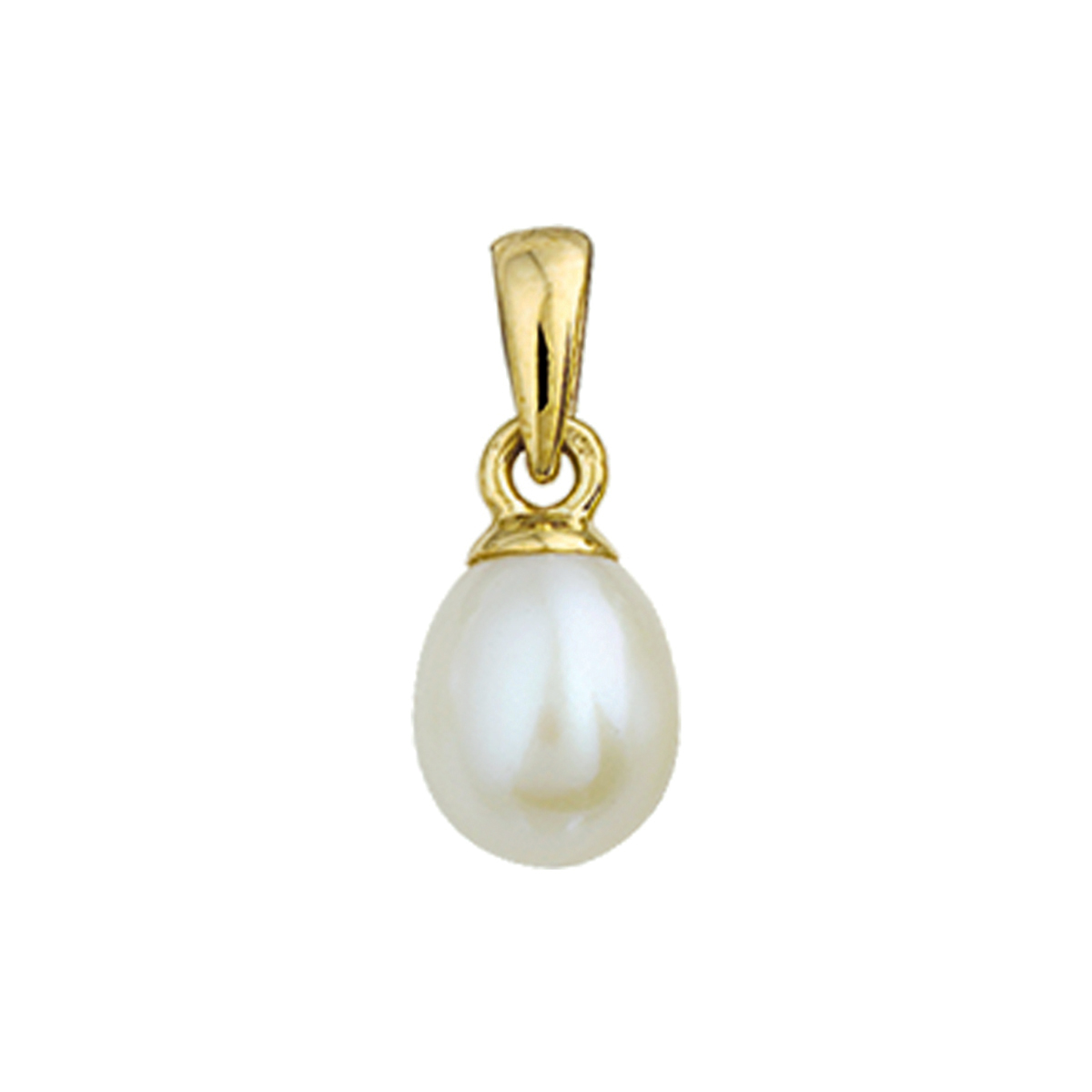 Geelgouden hanger met zoetwaterparel.