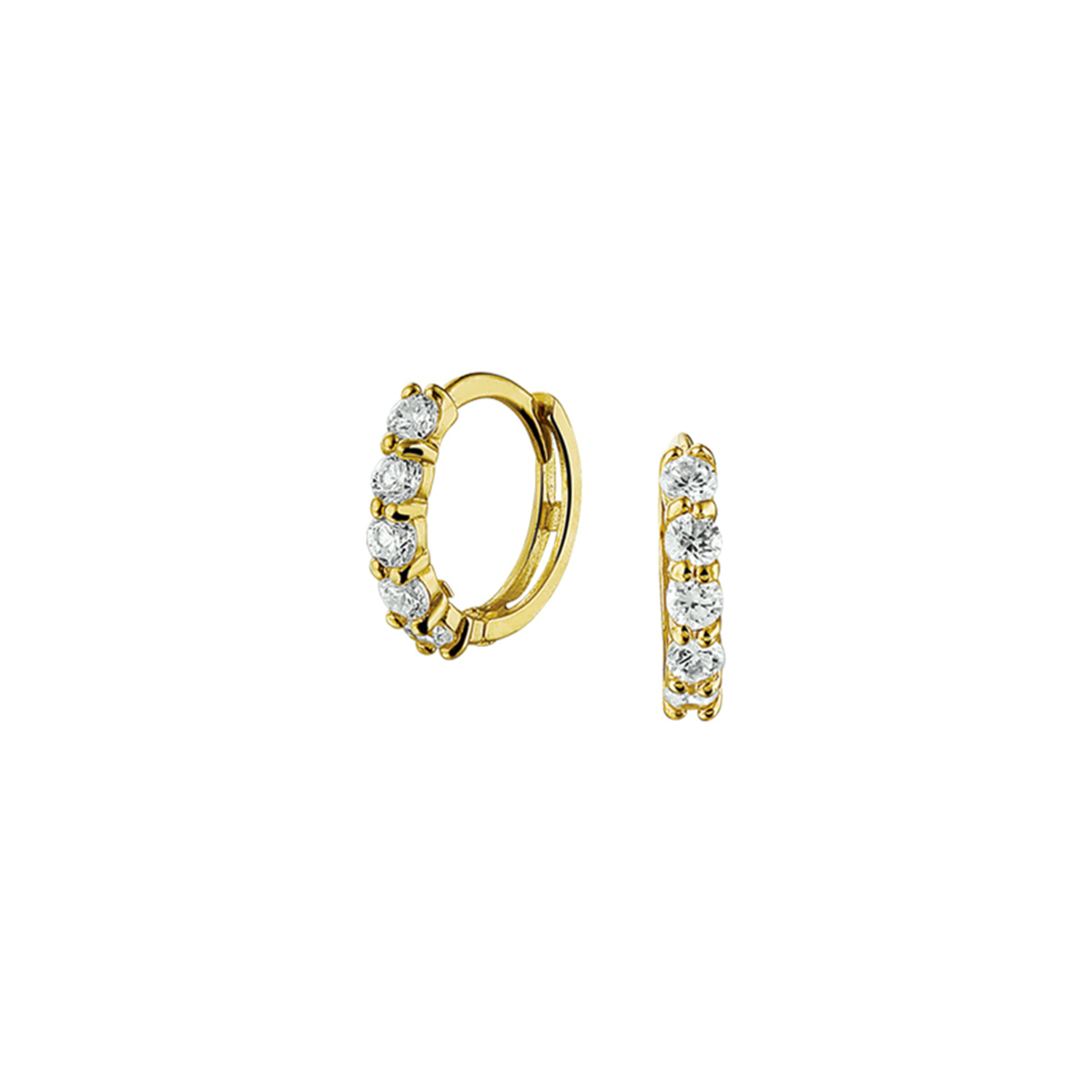 klapoorringen zirkonia 14K geelgoud