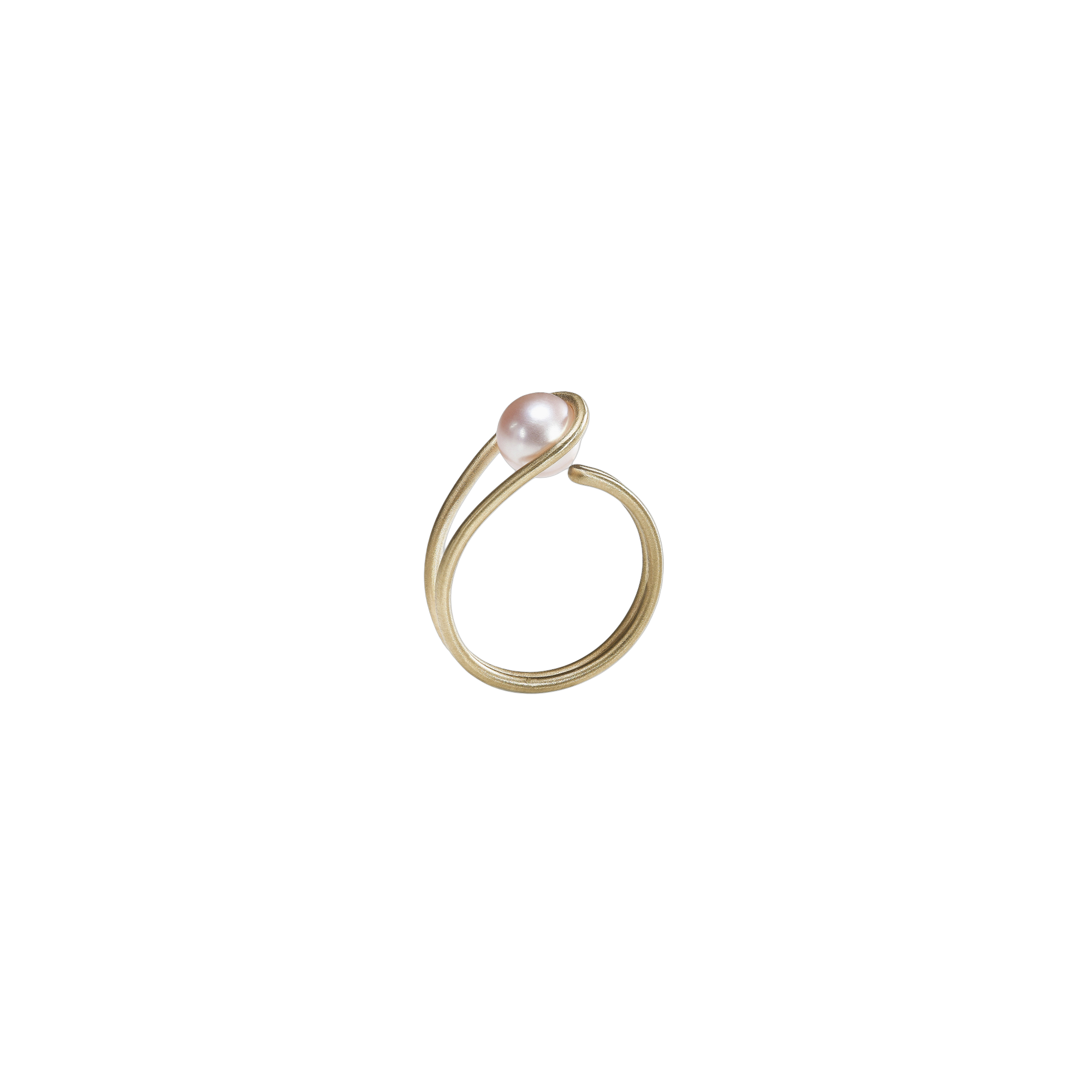 Een 18 krt geelgouden ring van Antonio Bernardo model Sideral met een parel.