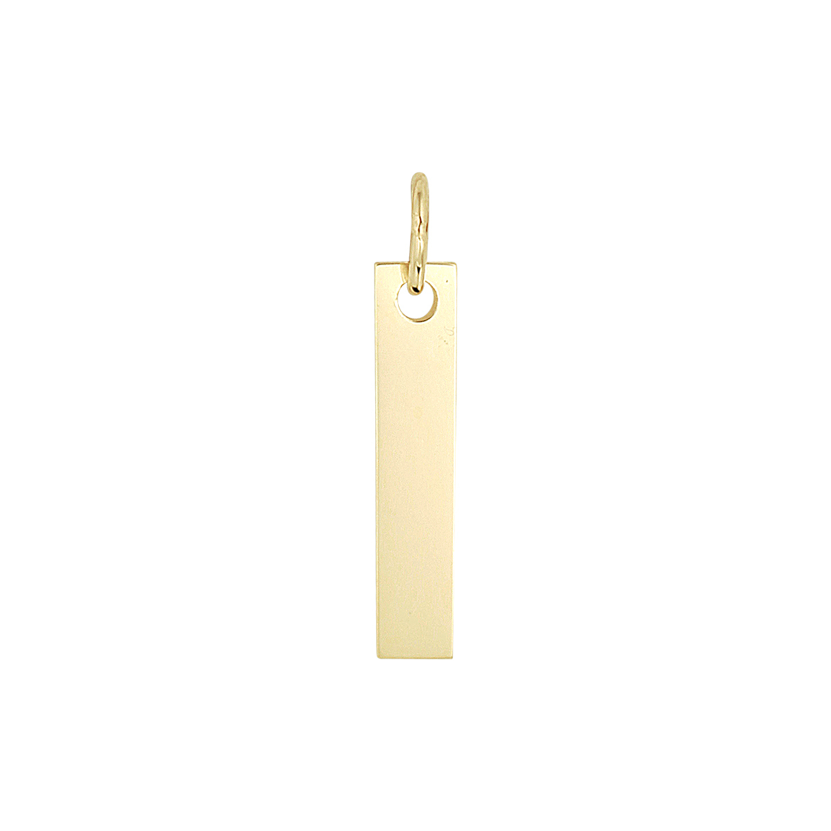 14k Geelgouden graveerhanger met een afmeting van 16x3mm. De hanger heeft een dikte van 0.6mm.