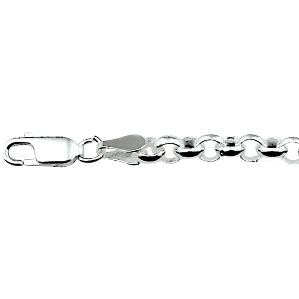 Zilveren lengte artikel met jasseron schakel. De schakelbreedte is 4.5mm.