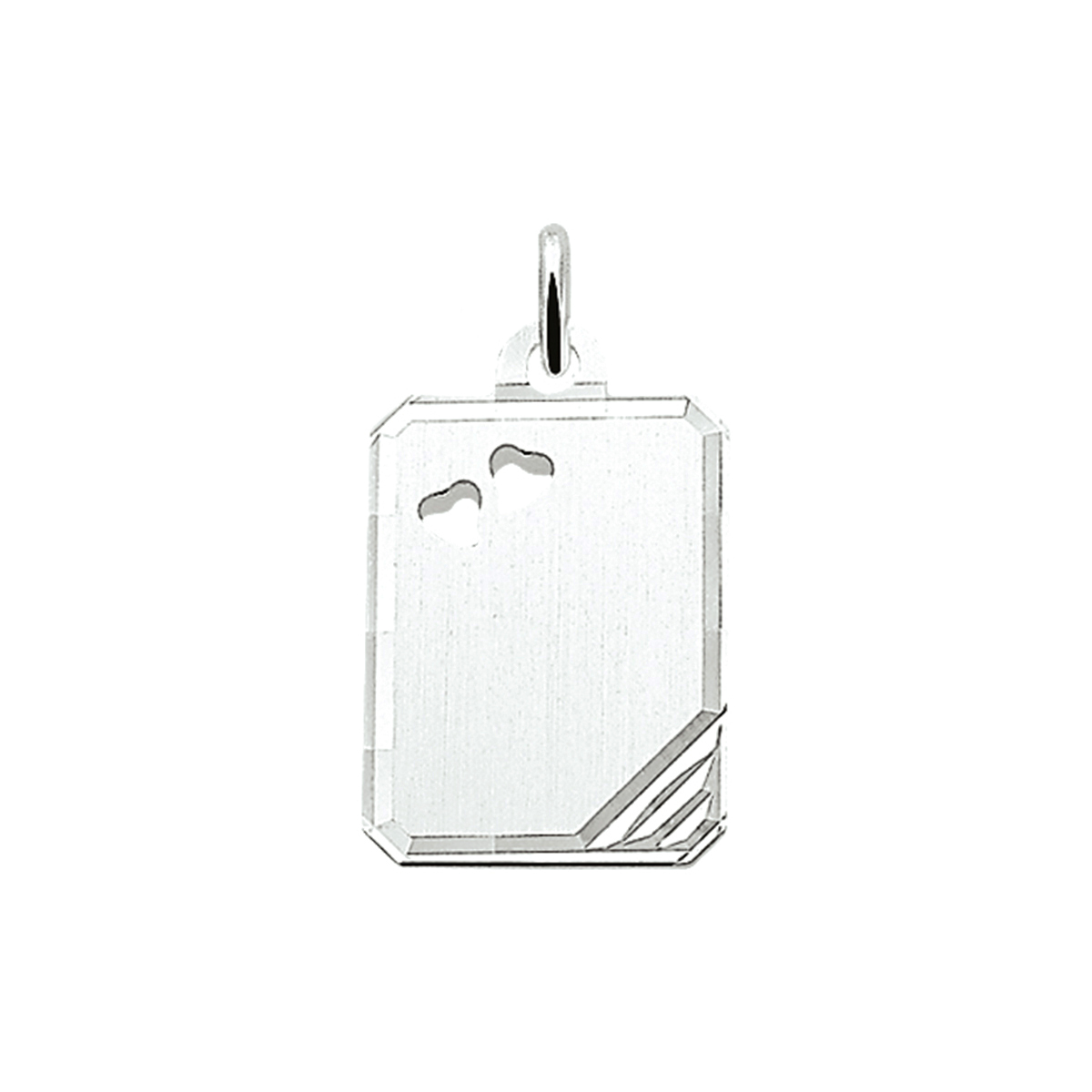 Zilveren graveerhanger met gestanste hartjes. De hanger heeft een dikte van 0.6mm.