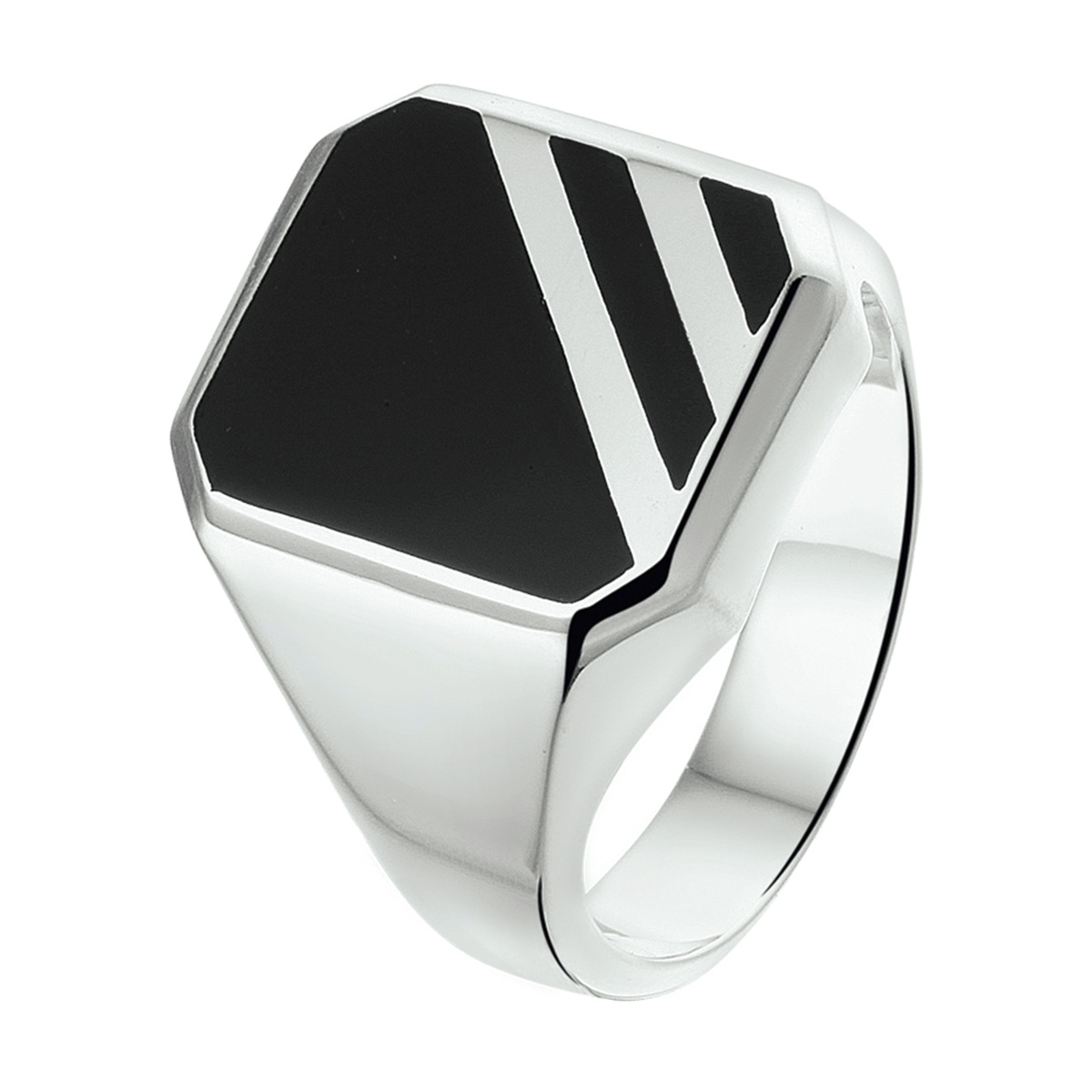 Zilveren zegelring met onyx.