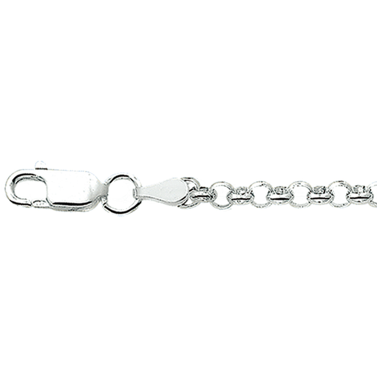 Zilveren lengte artikel met jasseron schakel. De schakelbreedte is 3.4mm.