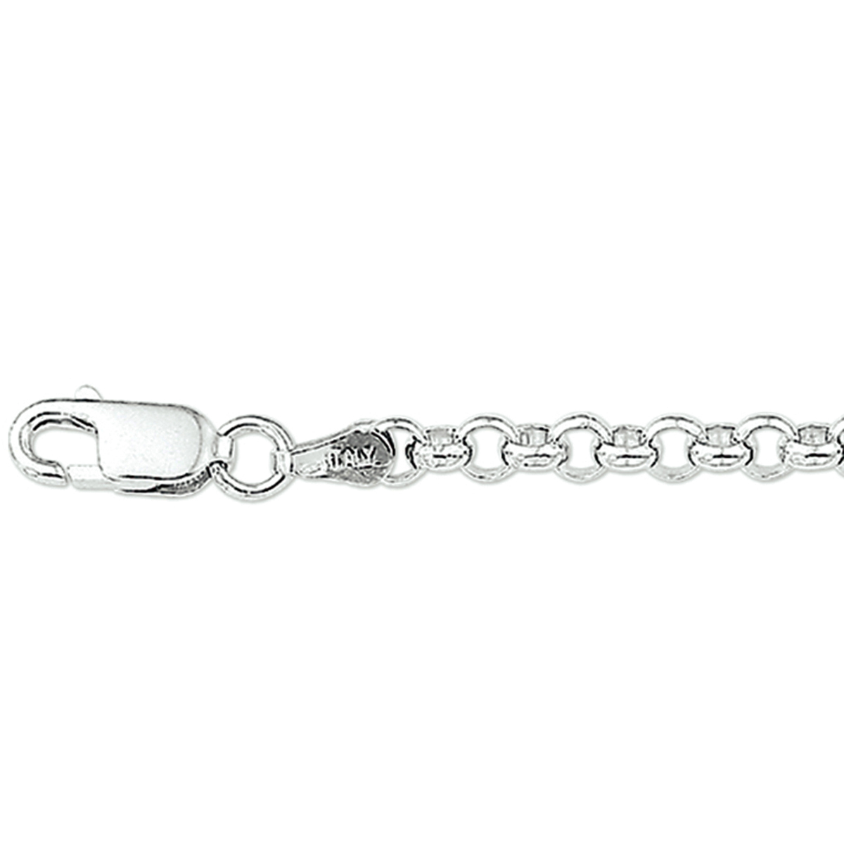 Gerhodineerd zilveren collier met jasseron schakel. De schakelbreedte is 3.6mm.