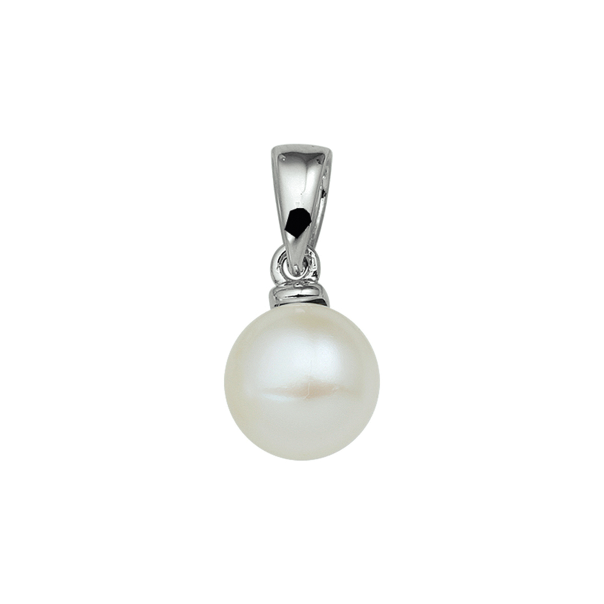 Gerhodineerd zilveren hanger met zoetwaterparel. De bedel heeft een los hangoog.