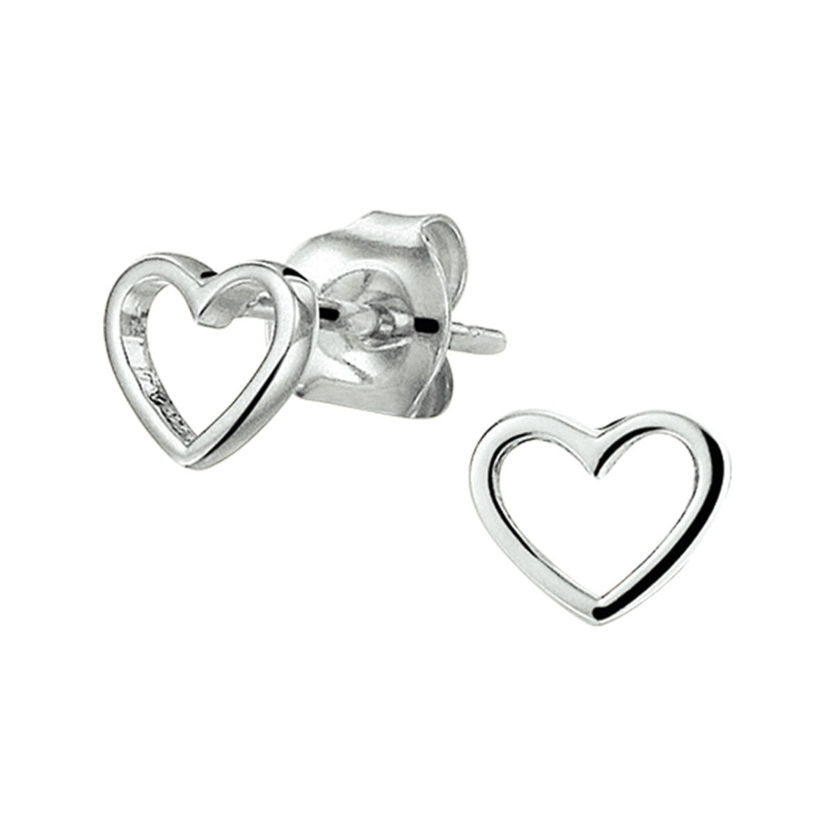 oorknoppen hart zilver gerhodineerd