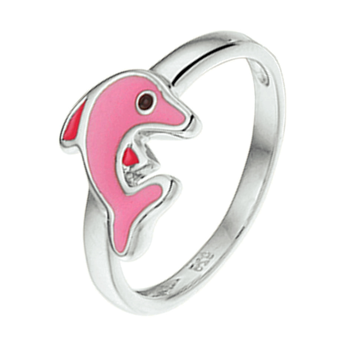 Gerhodineerd zilveren dolfijn ring uitgevoerd met verschillende kleuren emaille. De ring is er in verschillende maten en heeft een breedte van 7.5mm. U kunt deze ring combineren met bijpassende sieraden uit onze collectie