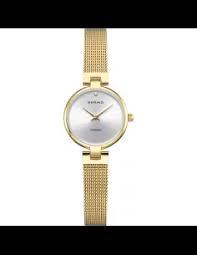 Bering dames horloge, goudkleurige milanese band, lichte wijzerplaat