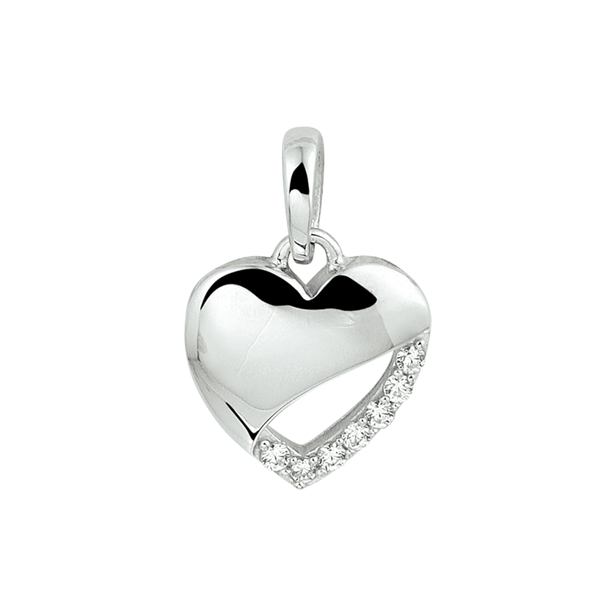 Romantische gerhodineerd zilveren hart hanger met een afmeting van 11x11mm uitgevoerd met een schitterende rij van zirkonia. De hanger is ook goed te combineren met een bijpassend collier uit onze collectie. De combinatie van de sprankelende zirkonia en het bijzondere hart is een originele toevoeging aan jouw sieradencollectie!