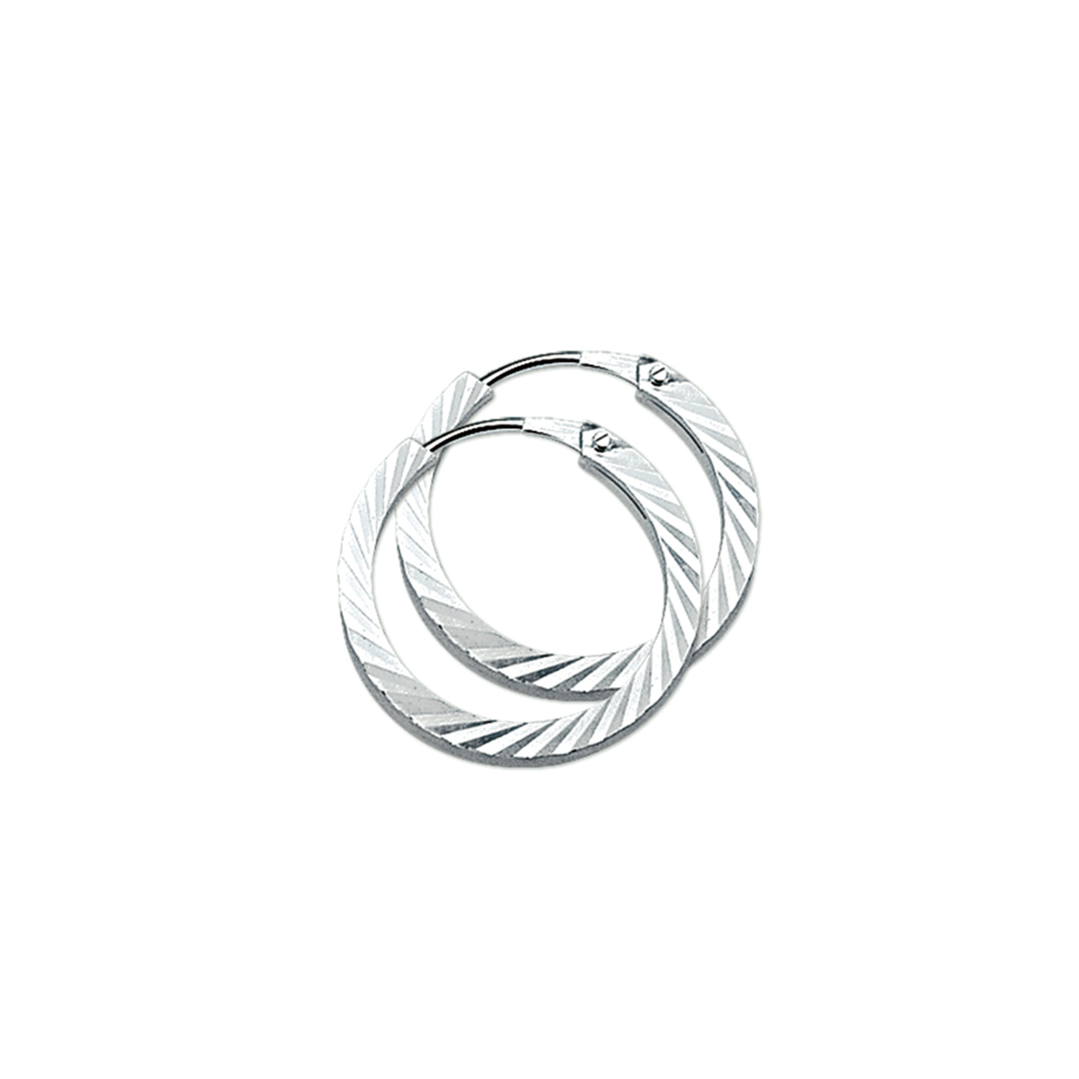 oorringen vierkante buis 2,0 mm gediamanteerd zilver gerhodineerd