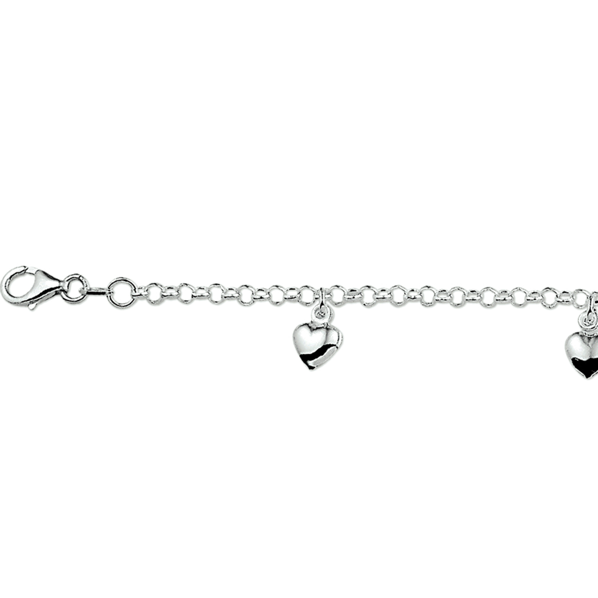 armband hart 15 cm zilver gerhodineerd