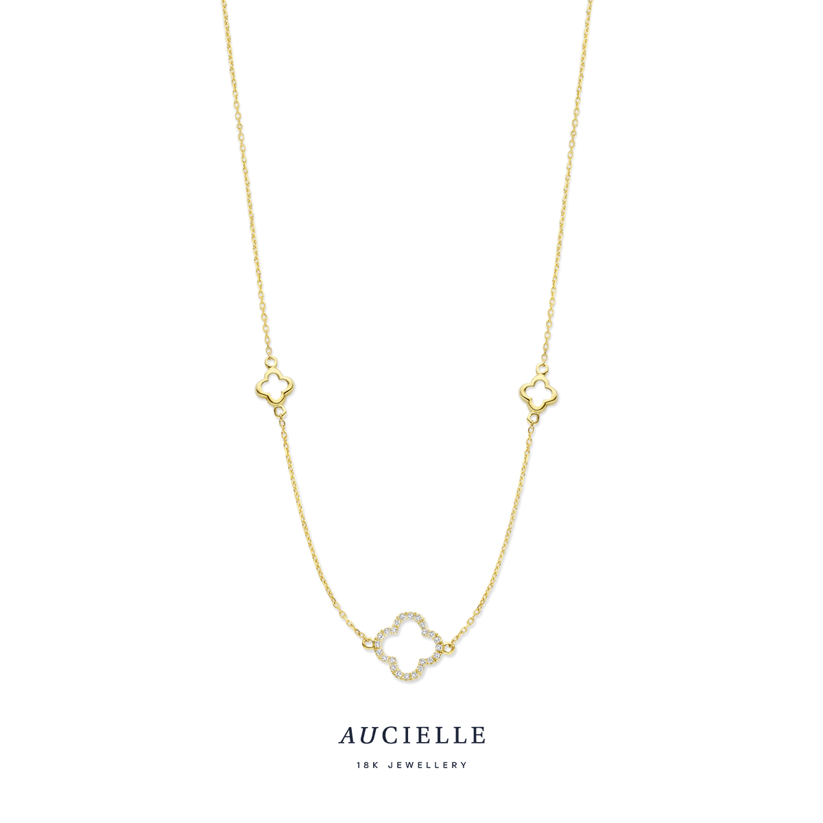 Aucielle ketting goud 18k bloem