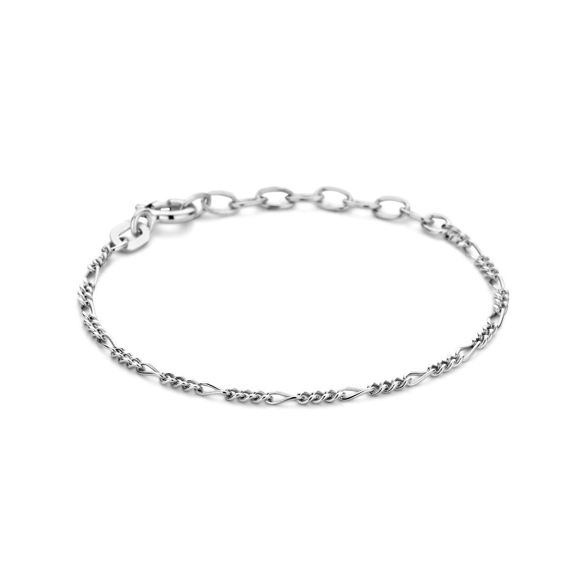 Gerhodineerd 925 zilveren figaro armband met een schakelbreedte van 1.8mm.