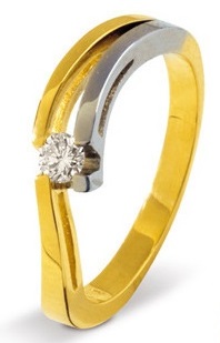 Gouden bicolor ring met 0.30ct. diamant (TW/VS)