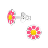 Zilveren oorstekers Bloem roze | PCJW47328
