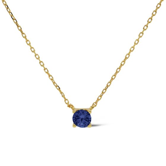 zilveren Karma collier, TESS Goldplated SAPPHIRE BLUE