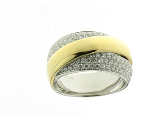 Ring in geel en wit goud 18 k met 92Diamant(en) briljant slijpsel1.165 ct VsF-G 