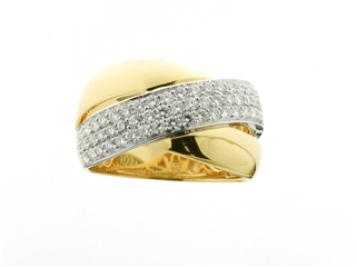 Ring in geel goud 18 k met 59 Diamant(en) briljant slijpsel0.94 ct SiG-H
