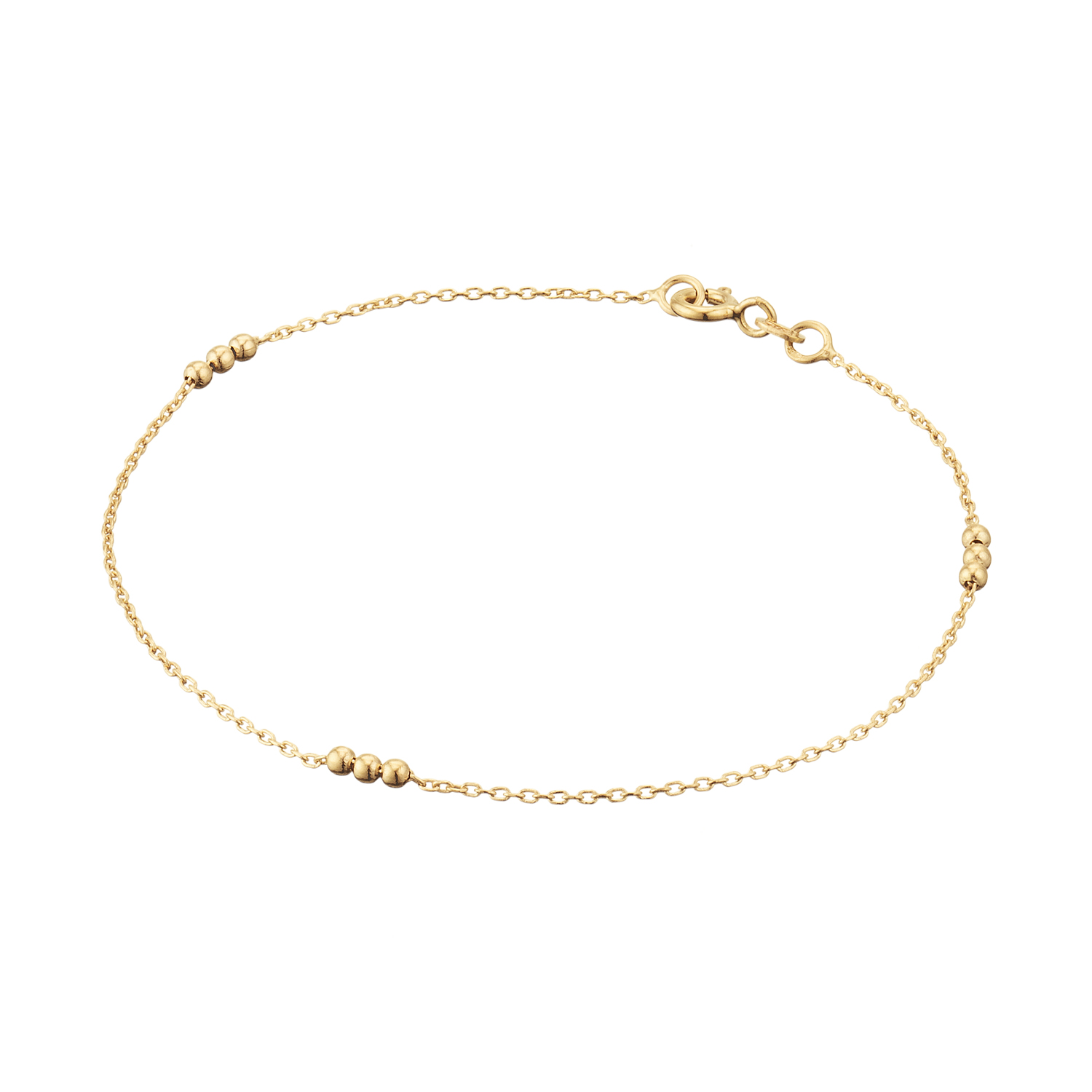 14k geelgouden schakelarmband met bolletjes.