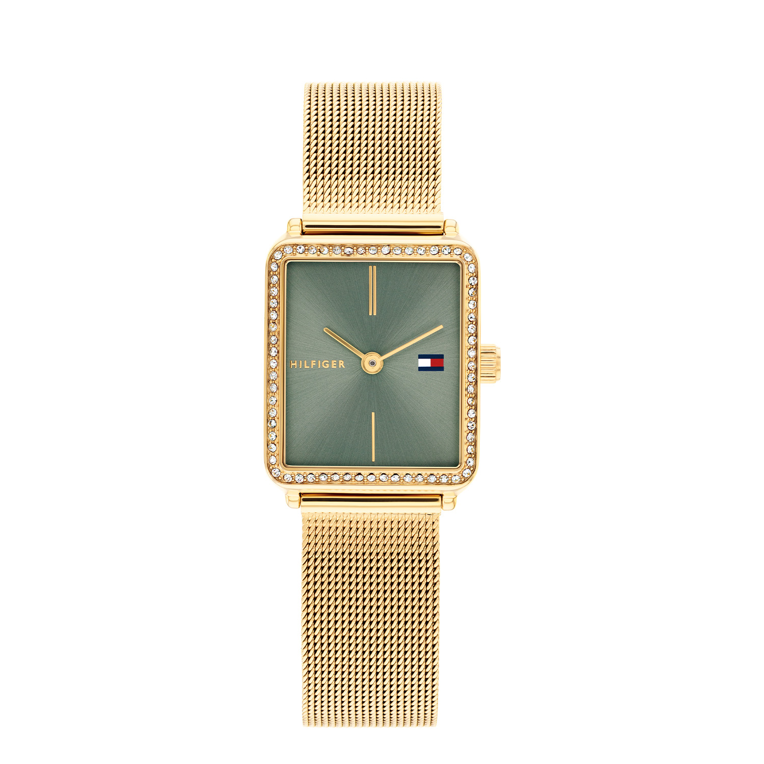 Tommy Hilfiger TH1782791 Horloge Dames Staal Zilverkleurig 21x24mm
Dit specifieke horloge van Tommy Hilfiger uit de Tea serie met artikelnr: TH1782791 is een luxe dameshorloge die niet in je collectie mag ontbreken. Het stalen dameshorloge heeft een rechthoekige goudkleurige kast met een bezel volgezet met kristallen en een groene sunray wijzerplaat met fijne wijzers en het Tommy logo. Aan de kast zit een goudkleurige milanese band met druksluiting. Het horloge heeft een mineraalglas, een afmeting van 21x24mm en is 3ATM.  

Het merk:
Sinds de lancering van het merk in 1985 is Tommy Hilfiger wereldwijd bekend geworden als pionier van de klassieke Amerikaanse coole stijl. Geïnspireerd door de iconische popcultuur en het Amerikaanse erfgoed. De dames en herencollectie van dit seizoen bestaan uit minimalistische silhouetten en rustieke lederen details. De herenhorlogecollectie biedt iconische uurwerken met roestvrijstalen, lederen en siliconen banden.

Specificaties:
- Mineraalglas
- Rechthoekige kast 21x24mm
- Goudkleurige horlogekast
- Groene wijzerplaat
- Goudkleurige milanese band 
- 3ATM