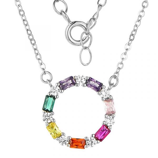 MY iMenso ODM "Rainbow-CZ Baquette" pendant + chain (925/rhod-plated)