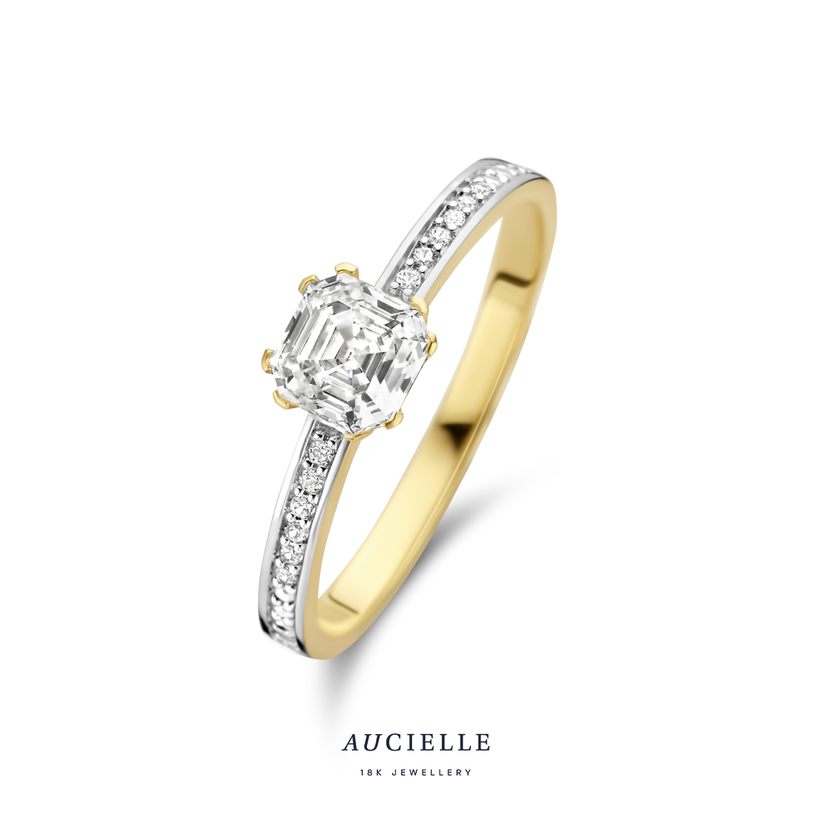 Aucielle solitair goud 18k gezet met zirconia