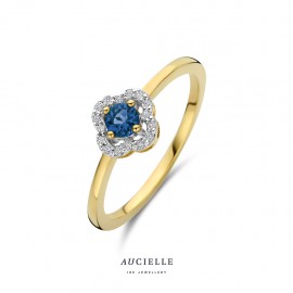Aucielle ring goud 18k met natuurlijke diamant en topaas