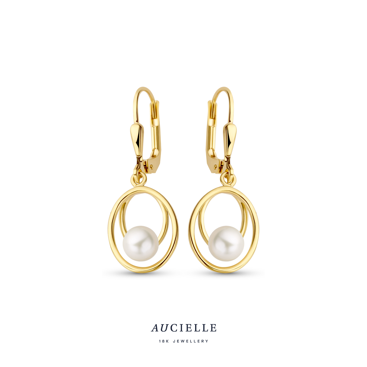 Aucielle oorslingers goud 18k met zoetwaterparel